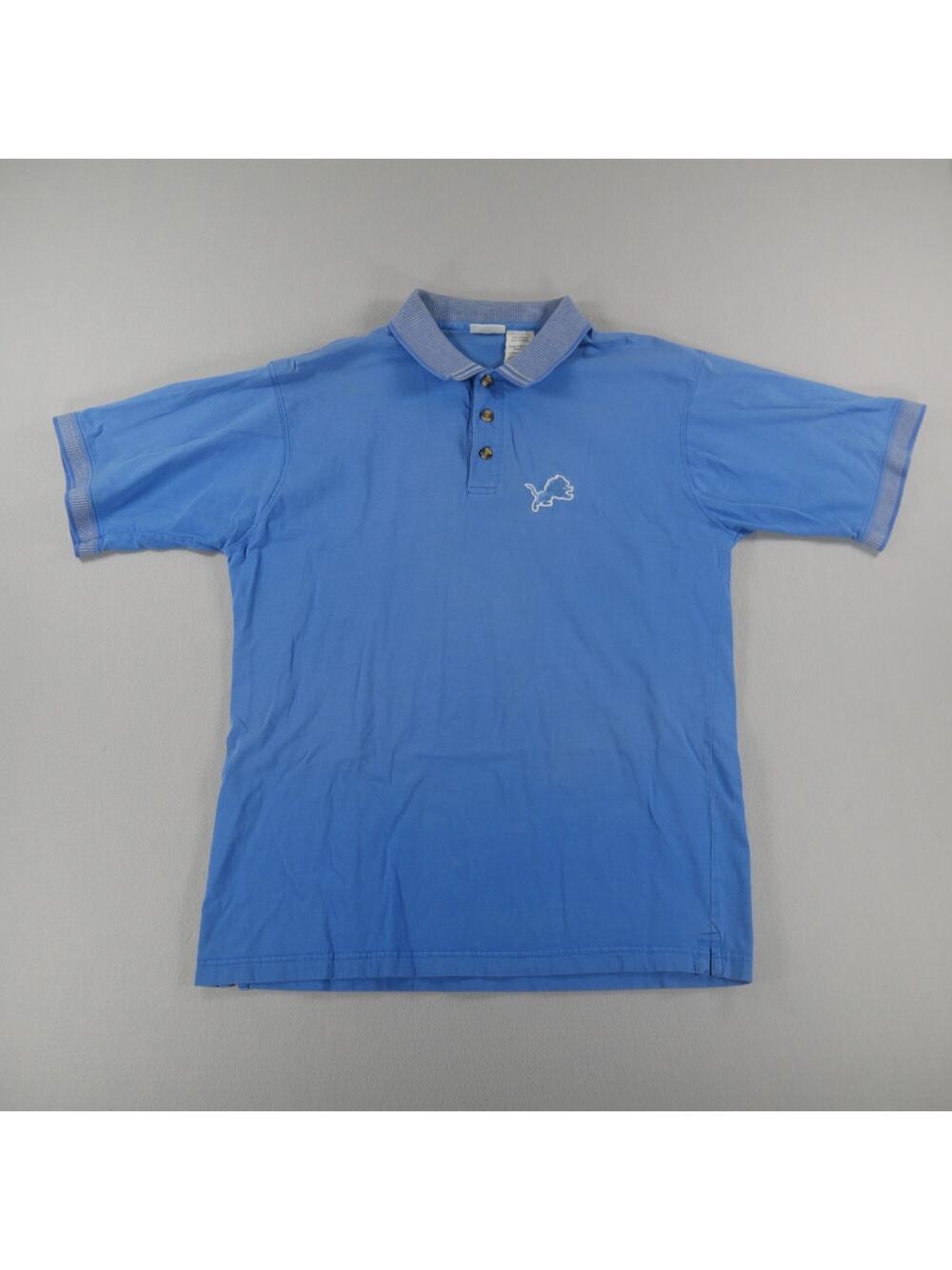Vintage Y2K The Edge Detroit‎ Lions Blue/White Polo Mens Size Large NFL Football